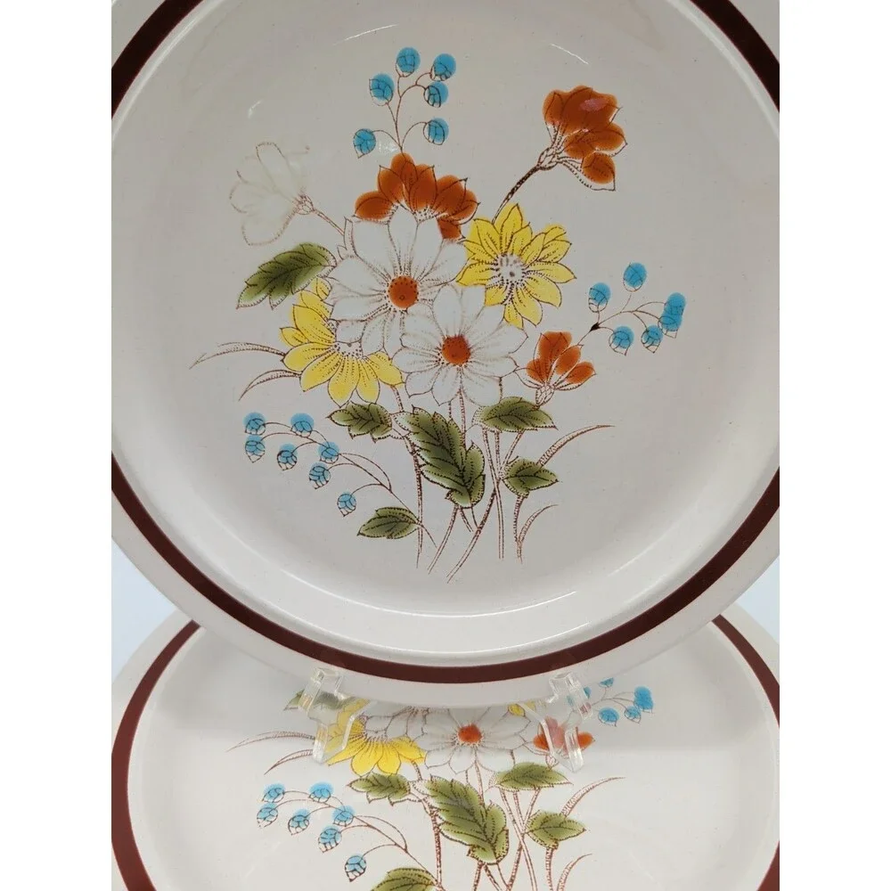 Vtg Four Seasons Collection Early Summer Dinner Plates Set Of 2 Floral Fall